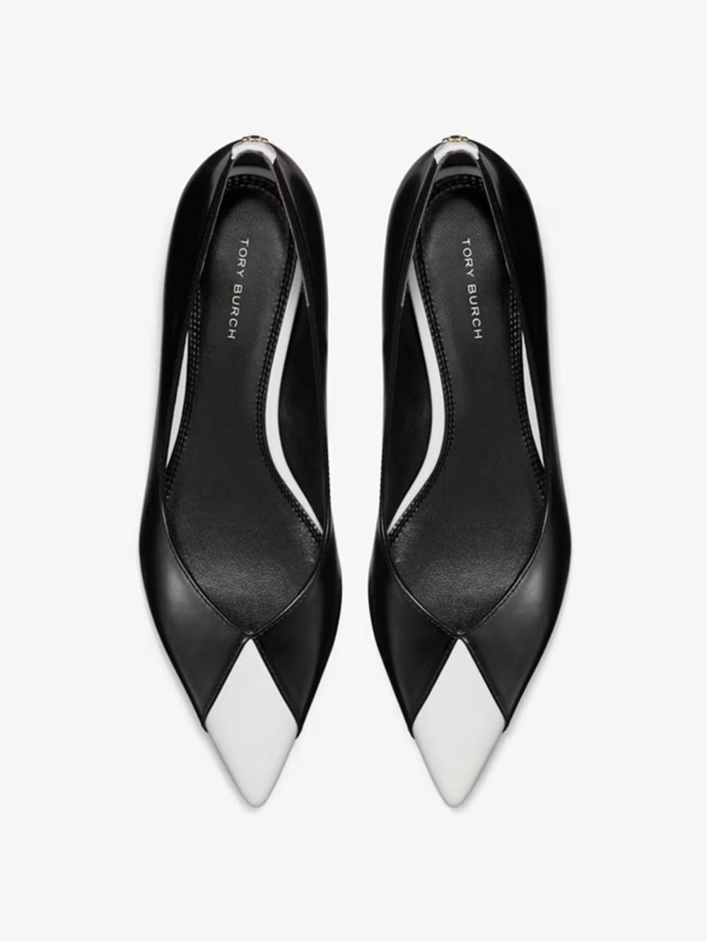 Tory Burch Triangle Pointed Flats Salt Perfect Black Leather Size 8